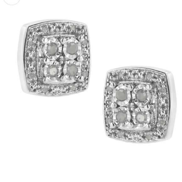 Haus of Brilliance .925 Sterling Silver Diamond Square...